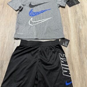 Nike Boys 2-Piece Dri-FIT Set - Black, Light Gray, Blue Accents
